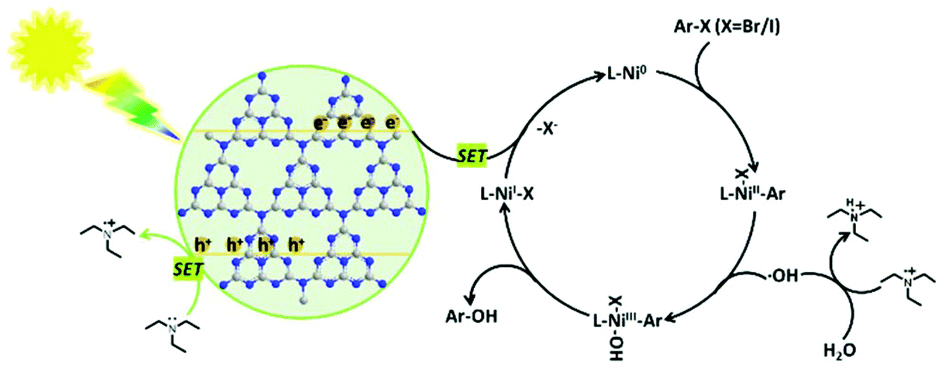 Visible Light Catalytic Hydroxylation Of Aryl Halides With Water To Phenols By Carbon Nitride And Nickel Complex Cooperative Catalysis Green Chemistry Rsc Publishing