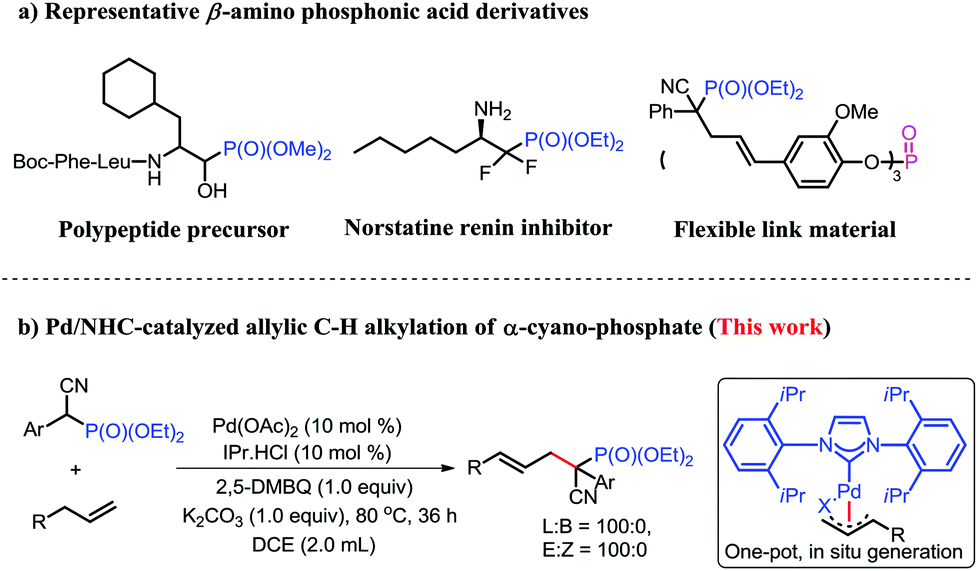 Allylation Of B Amino Phosphonic Acid Precursor Via Palladium Nhc Catalyzed Allylic C H Activation Organic Chemistry Frontiers Rsc Publishing