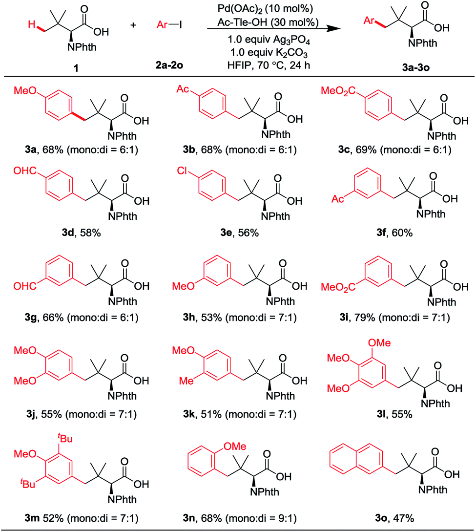 Synthesis Of Amino Acids And Peptides With Bulky Side Chains Via Ligand Enabled Carboxylate Directed G C Sp3 H Arylation Chemical Science Rsc Publishing