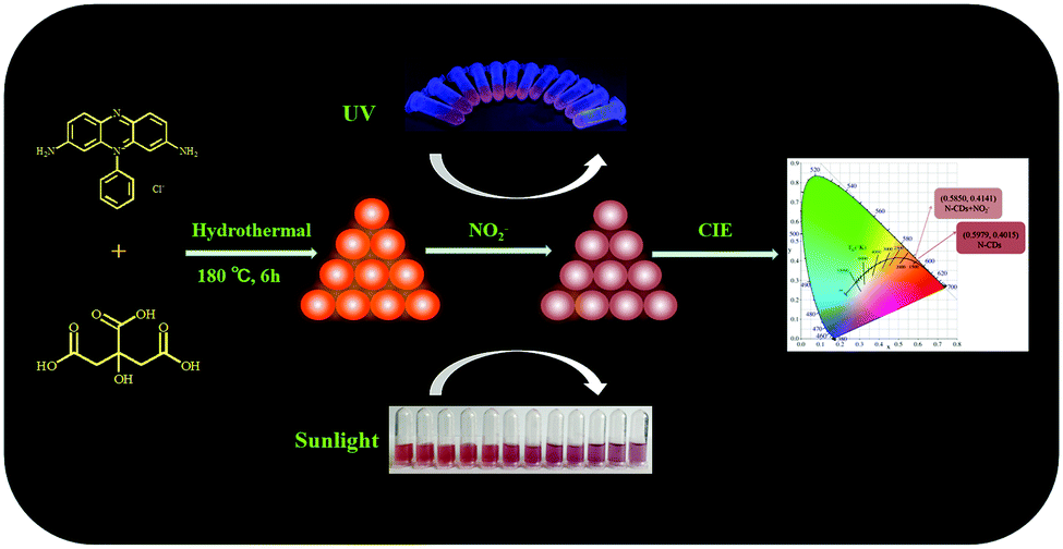 Orange Emitting N Doped Carbon Dots As Fluorescent And Colorimetric Dual Mode Probes For Nitrite Detection And Cellular Imaging Journal Of Materials Chemistry B Rsc Publishing