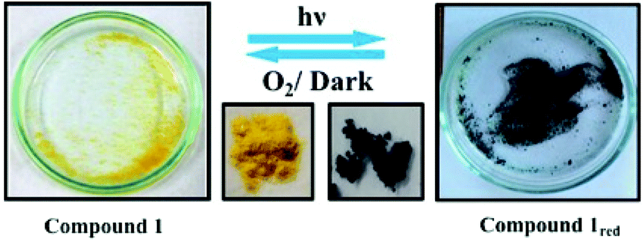 Solvent mediated reversible solid state photochromism of {Mo 72 Fe 