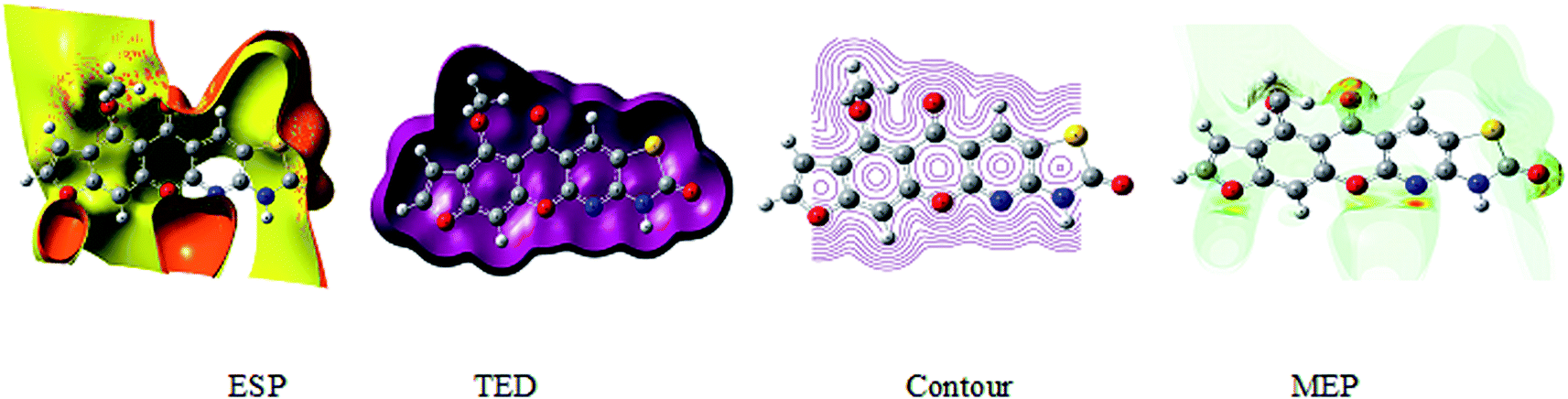 Molecular electrostatic potential (MEP) maps of the title compounds