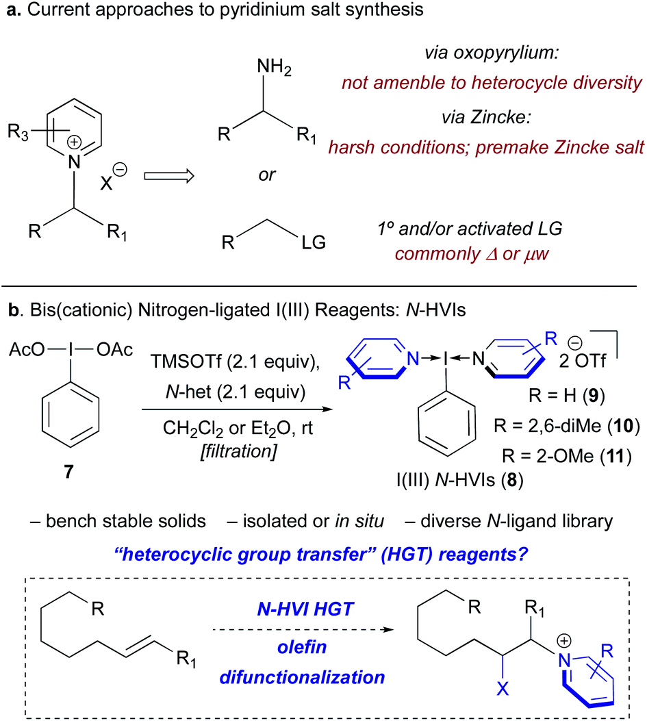 Heterocyclic Group Transfer Reactions With I Iii N Hvi Reagents Access To N Alkyl Heteroaryl Onium Salts Via Olefin Aminolactonization Chemical Science Rsc Publishing Doi 10 1039 D1scf