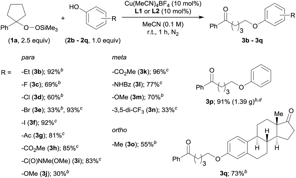 Cu Catalyzed O Alkylation Of Phenol Derivatives With Alkylsilyl Peroxides Chemical Communications Rsc Publishing