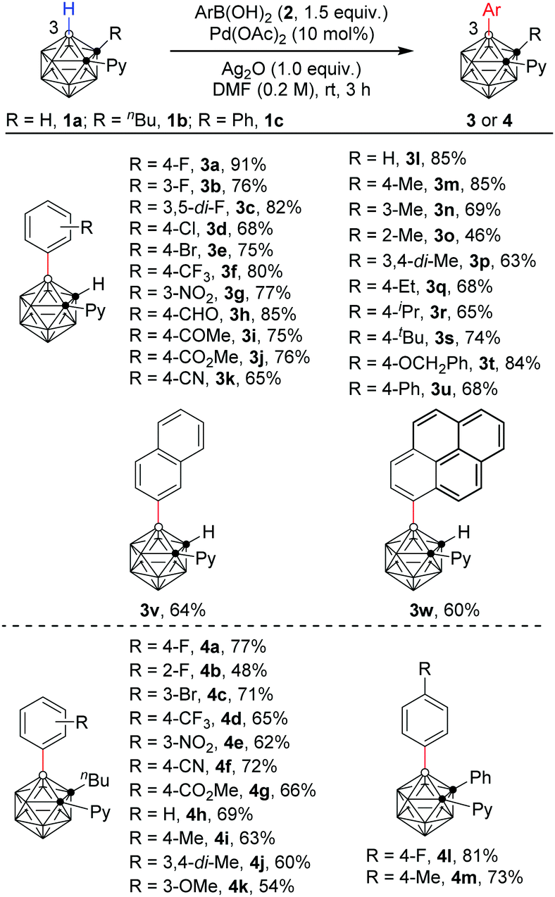 Palladium Catalyzed Selective B 3 H Arylation Of O Carboranes With Arylboronic Acids At Room Temperature Chemical Communications Rsc Publishing