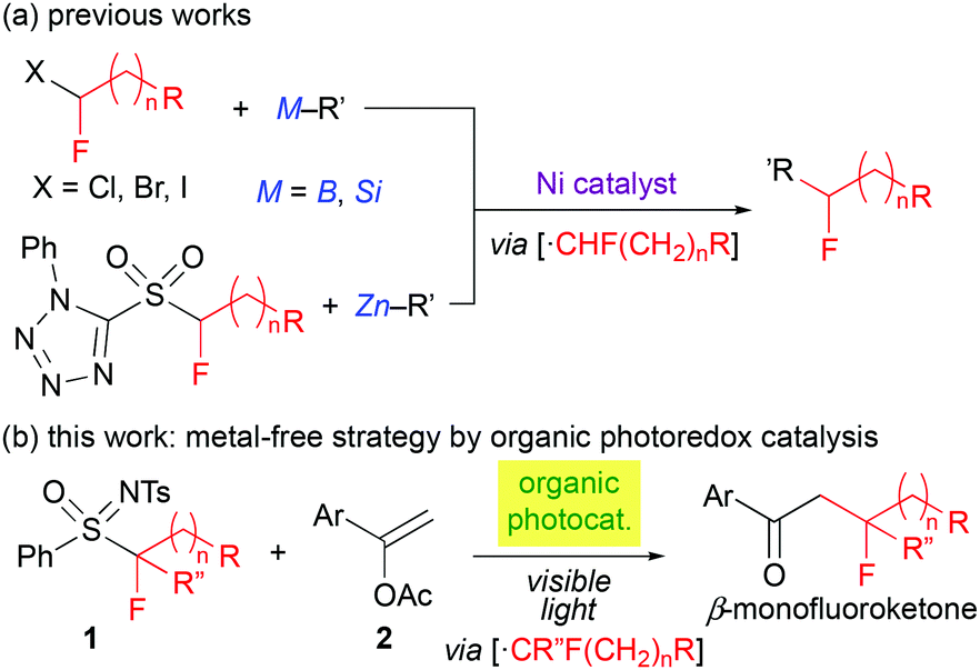 Simple Generation Of Various A Monofluoroalkyl Radicals By Organic Photoredox Catalysis Modular Synthesis Of B Monofluoroketones Chemical Communications Rsc Publishing