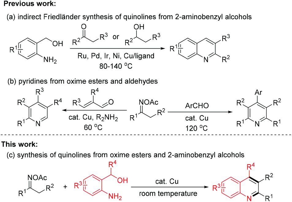 Mild And Efficient Copper Catalyzed Oxidative Cyclization Of Oximes With 2 Aminobenzyl Alcohols At Room Temperature Synthesis Of Polysubstituted Quinolines Organic Biomolecular Chemistry Rsc Publishing