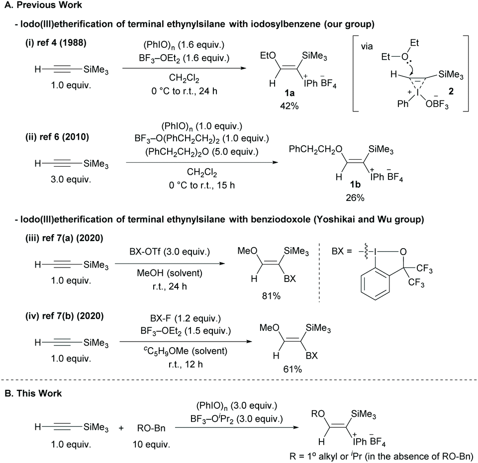 A Versatile Iodo Iii Etherification Of Terminal Ethynylsilanes Using Bf3 Oipr2 And Alkyl Benzyl Ethers Organic Biomolecular Chemistry Rsc Publishing
