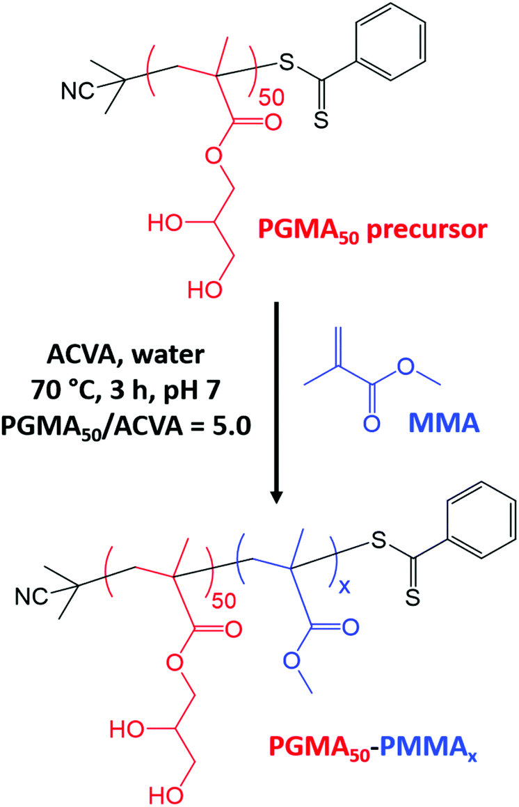 RAFT aqueous emulsion polymerization of methyl methacrylate