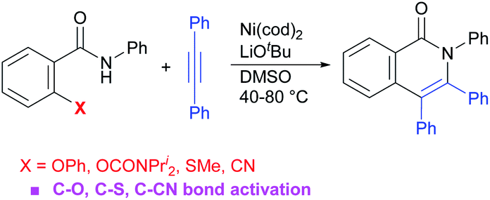 Nickel Catalyzed C O N H C S N H And C Cn N H Annulation Of Aromatic Amides With Alkynes C O C S And C Cn Activation Chemical Science Rsc Publishing