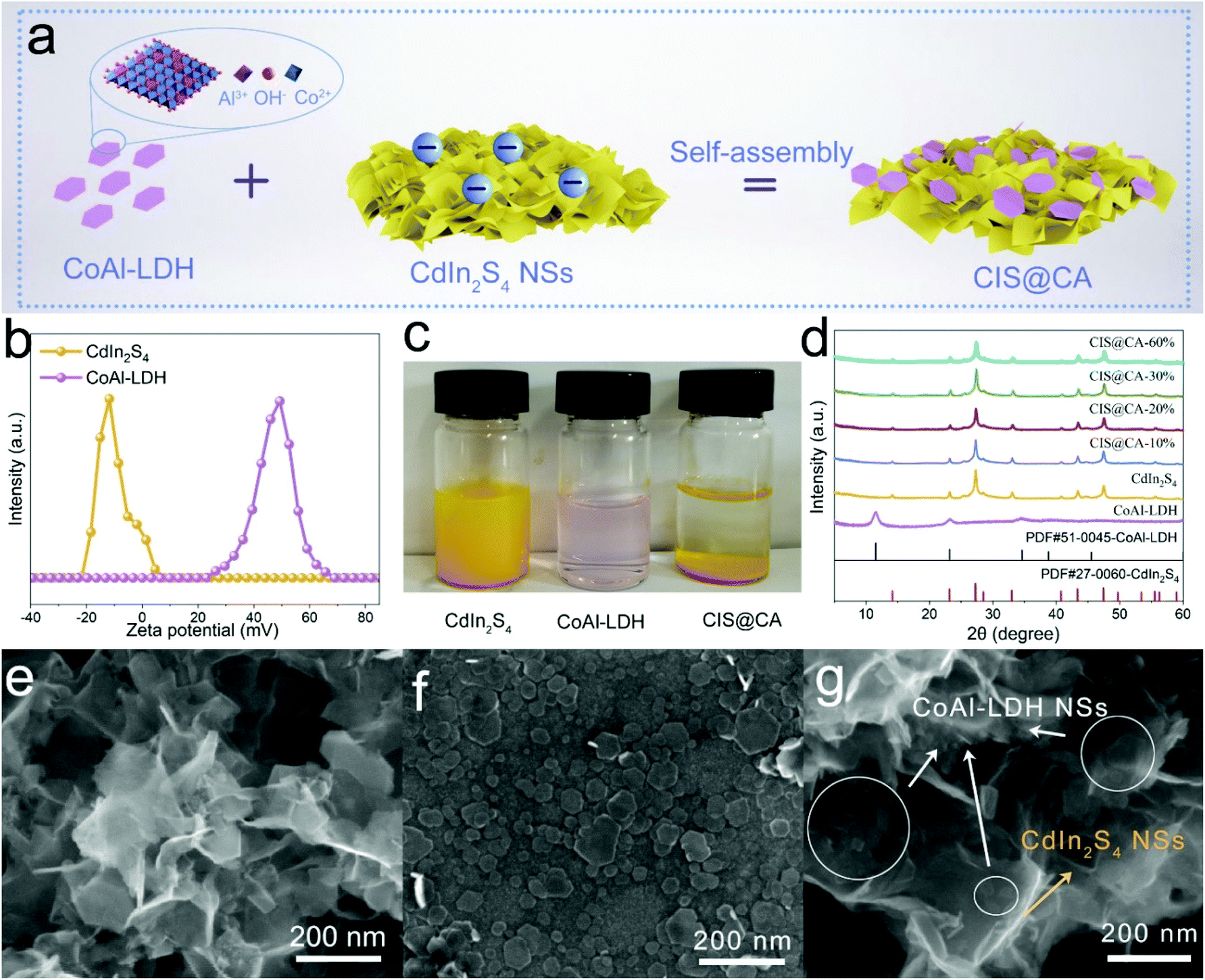 Self-assembled transition metal chalcogenides@CoAl-LDH 2D/2D 