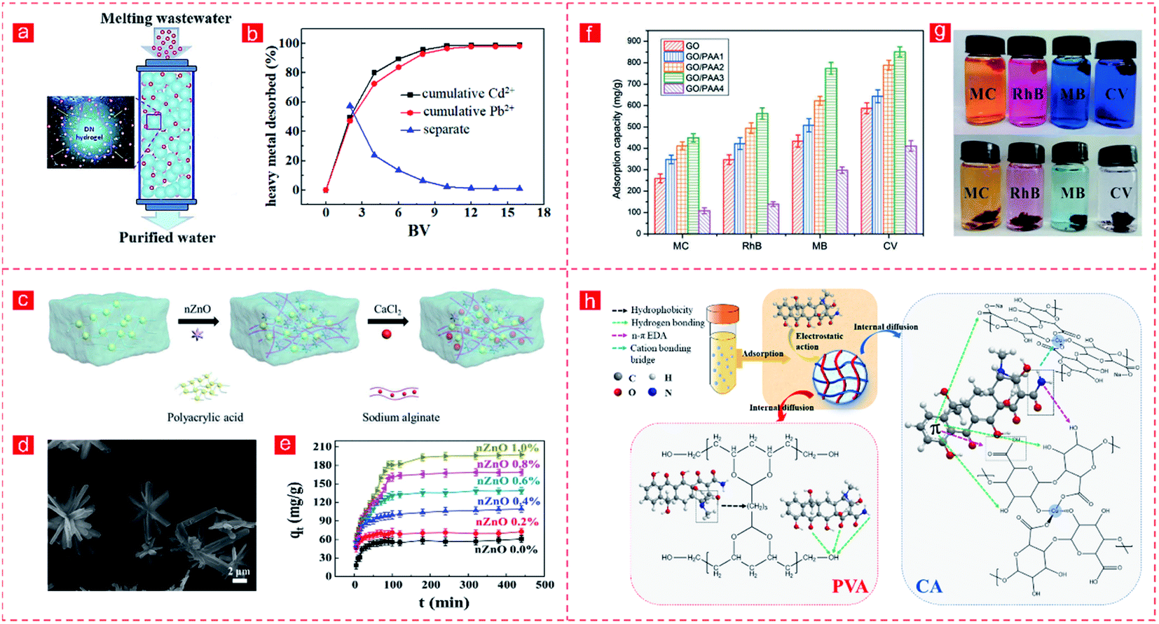 Double network hydrogels for energy/environmental applications 