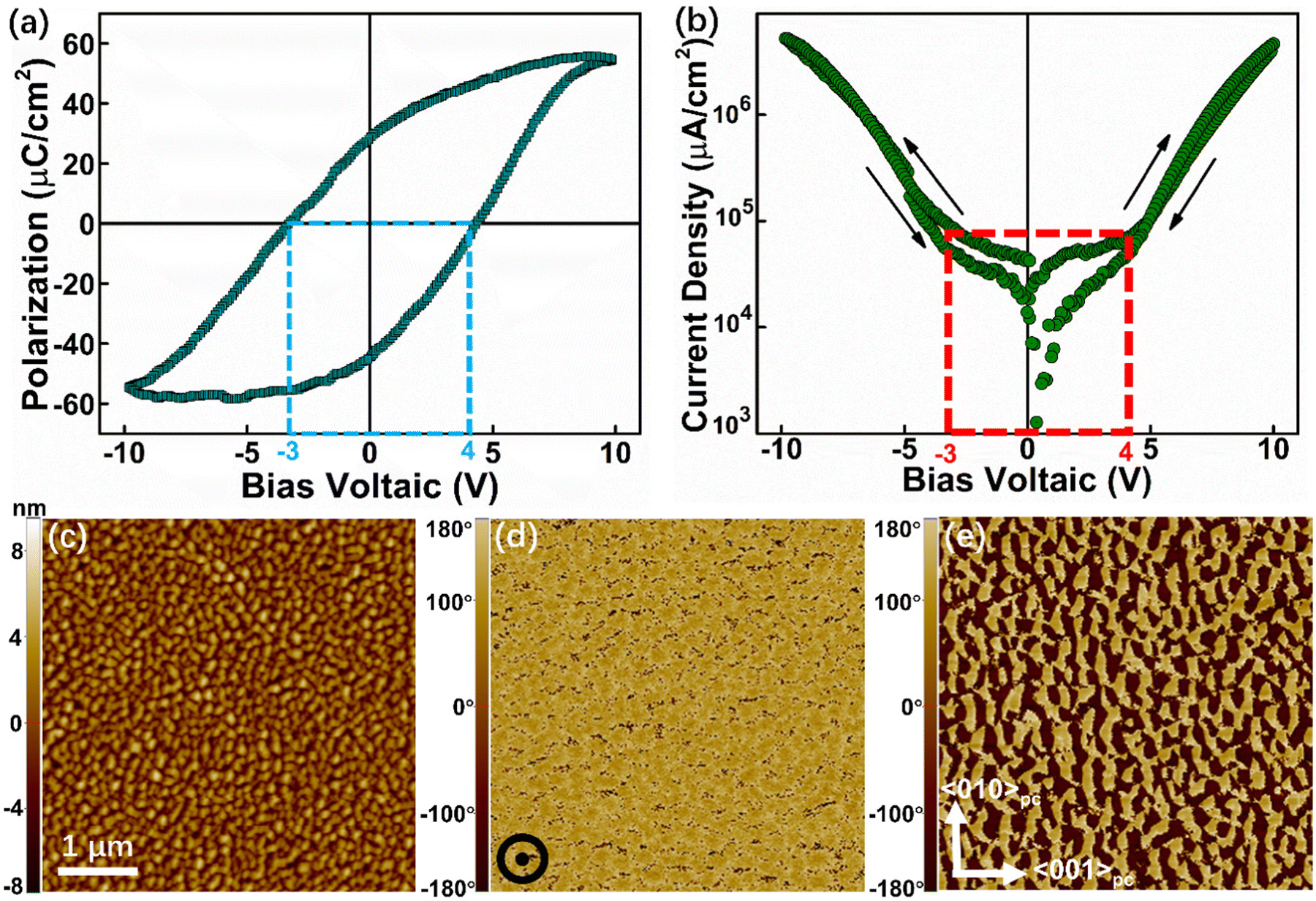 a) Schematic of PFM detection. (b) Surface morphology