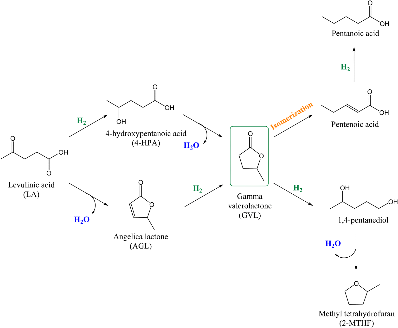 Selective hydrodeoxygenation of levulinic acid to valerolactone