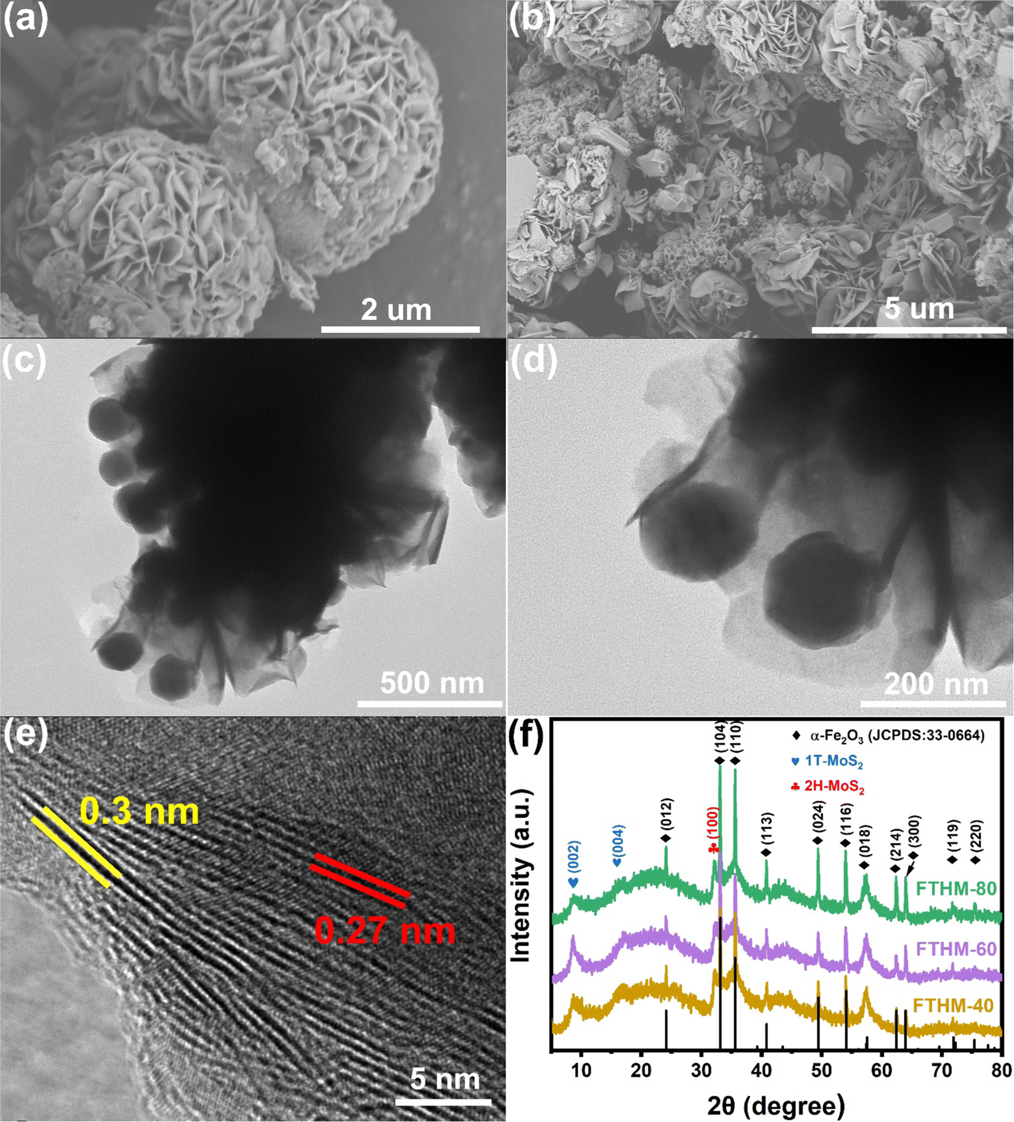 Flower-like 1T/2H-MoS 2 @α-Fe 2 O 3 with enhanced electromagnetic 