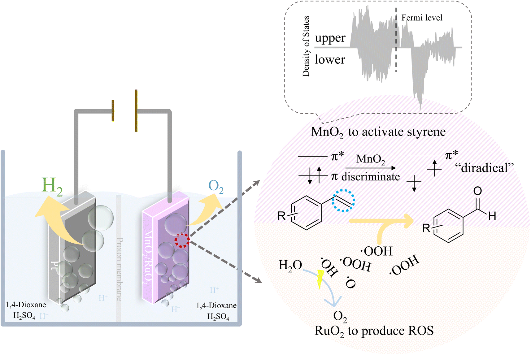 Electrochemical oxidation of styrene to benzaldehyde by discrimination