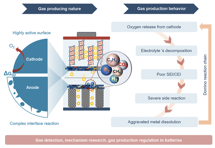 Unveiling gas production in rechargeable batteries via in situ
