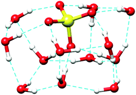 Graphical abstract: Hydration of the sulfate dianion in cold nanodroplets: SO42−(H2O)12 and SO42−(H2O)13