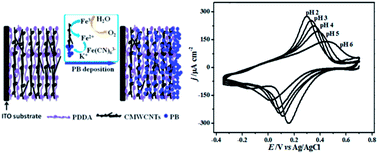 Graphical abstract: pH-Switchable electroactive composite films of carboxylated multi-walled carbon nanotubes and Prussian blue