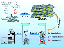 Graphical abstract: In situ synthesis of a GO/COFs composite with enhanced adsorption performance for organic pollutants in water