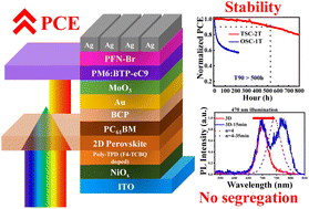 Graphical abstract: Phase-segregation free quasi-2D perovskite/organic tandem solar cells with low Voc loss and efficiency beyond 21%