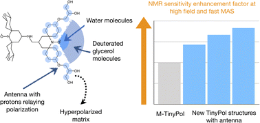 Graphical abstract: Efficient DNP at high fields and fast MAS with antenna-sensitized dinitroxides