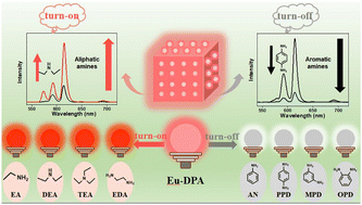 Graphical abstract: A highly sensitive MOF fluorescence probe for discriminative detection of aliphatic and aromatic amines