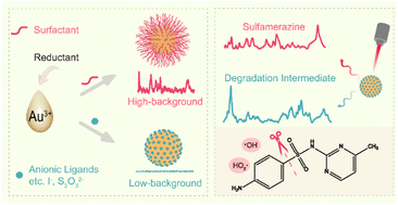 Graphical abstract: One-pot preparation of anionic ligand-stabilized gold nanoparticles with low SERS background for detecting reaction intermediates under strong oxidative conditions