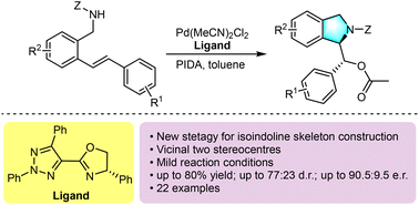 Graphical abstract: Asymmetric synthesis of isoindolines via a palladium-catalyzed enantioselective intramolecular oxidative aminoacetoxylation reaction
