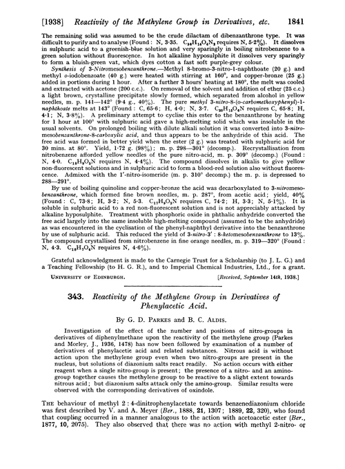 343. Reactivity of the methylene group in derivatives of phenylacetic acid