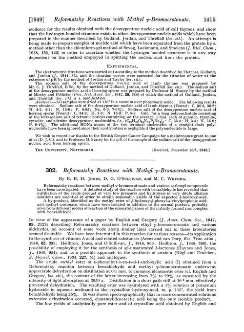 302. Reformatsky reactions with methyl γ-bromocrotonate