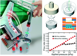 Graphical abstract: Flow stabilizer on a syringe tip for hand-powered microfluidic sample injection