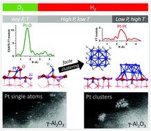 Graphical abstract: Atmosphere-dependent stability and mobility of catalytic Pt single atoms and clusters on γ-Al2O3