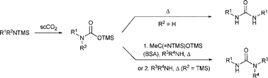 Graphical abstract: Clean and efficient synthesis of O-silylcarbamates and ureas in supercritical carbon dioxide