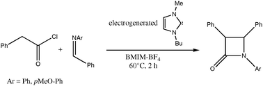 Graphical abstract: Electrogenerated NHC as an organocatalyst in the Staudinger reaction