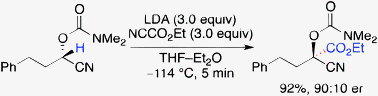 Graphical abstract: Enantioselective trapping of an α-chiral carbanion of acyclic nitrile by a carbon electrophile