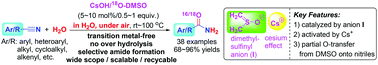 Graphical abstract: Efficient and selective nitrile hydration reactions in water catalyzed by an unexpected dimethylsulfinyl anion generated in situ from CsOH and DMSO