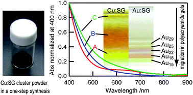 Graphical abstract: One-step synthesis of glutathione-protected metal (Au, Ag, Cu, Pd, and Pt) cluster powders