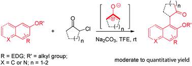 Graphical abstract: Efficient catalytic-free method to produce α-aryl cycloalkanones through highly chemoselective coupling of aryl compounds with oxyallyl cations