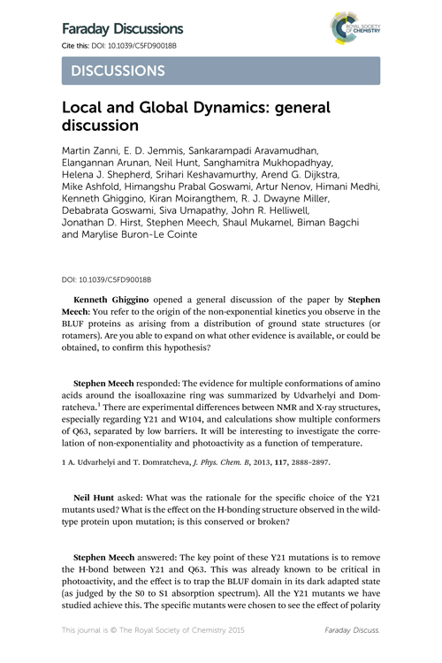 Local and Global Dynamics: general discussion