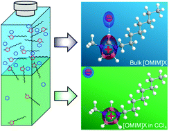 Graphical abstract: Observation of isolated ionic liquid cations and water molecules in an inert solvent