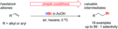 Graphical abstract: Scalable anti-Markovnikov hydrobromination of aliphatic and aromatic olefins
