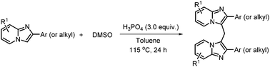 Graphical abstract: Synthesis of symmetrical methylene-bridged imidazoheterocycles using DMSO as methylene source under metal-free conditions