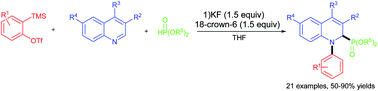 Graphical abstract: Aryne-induced dearomatized phosphonylation of electron-deficient azaarenes