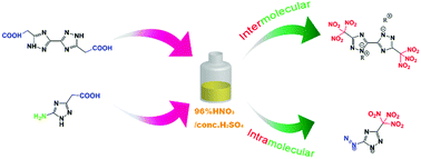 Graphical abstract: Formation of trinitromethyl functionalized 1,2,4-triazole-based energetic ionic salts and a zwitterionic salt directed by an intermolecular and intramolecular metathesis strategy