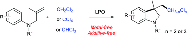 Graphical abstract: Metal-free radical cascade chloromethylation of unactivated alkenes: synthesis of polychloro-substituted indolines