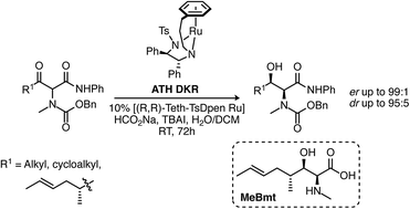 Graphical abstract: Synthesis of MeBmt and related derivatives via syn-selective ATH-DKR