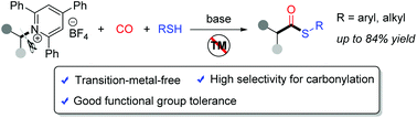 Graphical abstract: Deaminative carbonylative thioesterification of activated alkylamines with thiophenols under transition-metal-free conditions