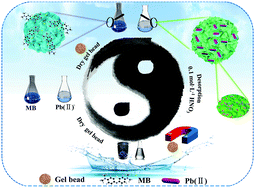 Graphical abstract: Removal of methylene blue and lead(ii) via PVA/SA double-cross-linked network gel beads loaded with Fe3O4@KHA nanoparticles