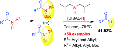 Graphical abstract: Controlled reduction of activated primary and secondary amides into aldehydes with diisobutylaluminum hydride